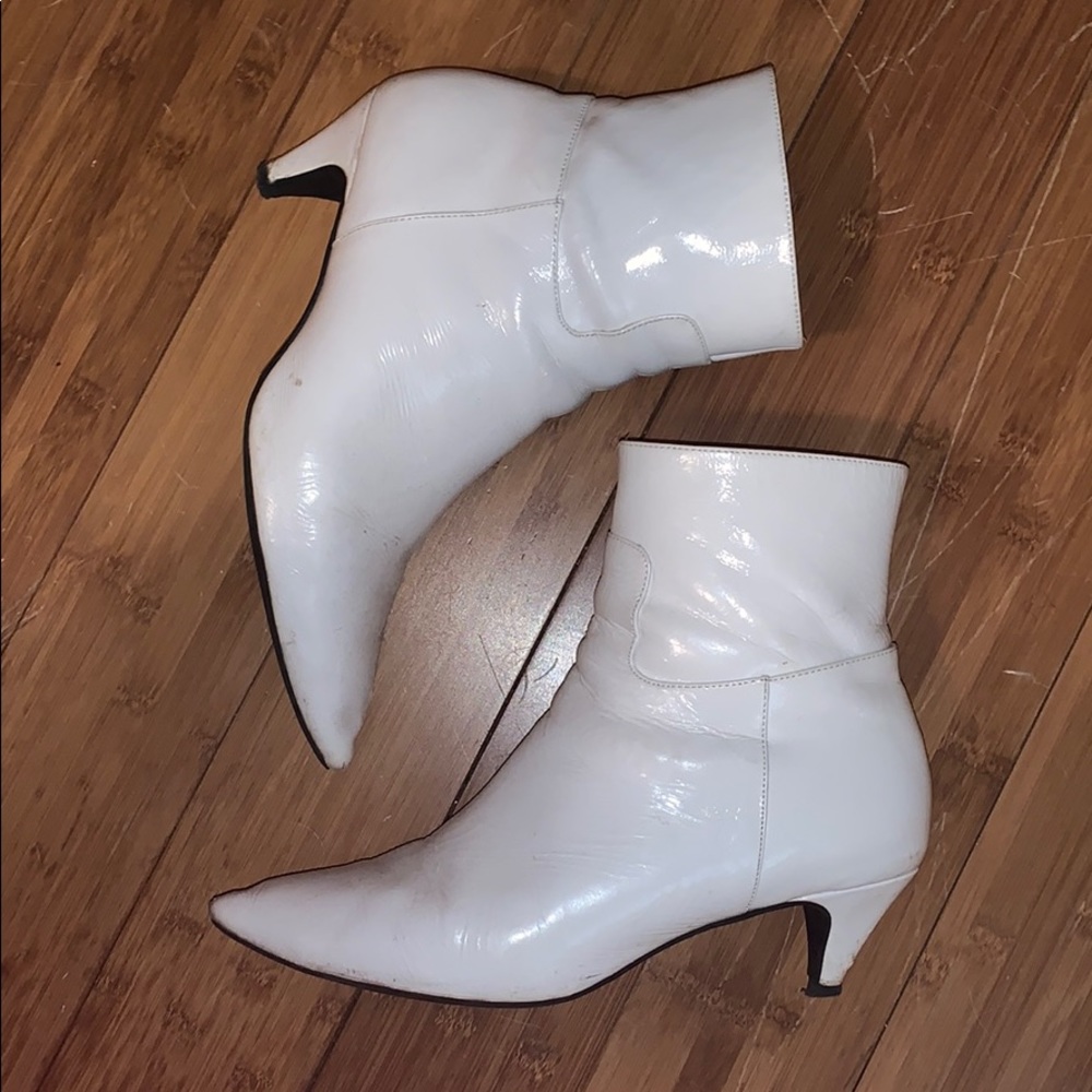Jeffrey Campbell white patent leather boots